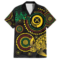 Vanuatu Personalized Aboriginal Arts Family Matching Off The Shoulder Long Sleeve Dress and Hawaiian Shirt Turtle and Iguana Special - Polynesian Pride
