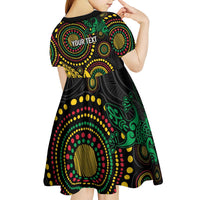 Vanuatu Personalized Aboriginal Arts Kid Short Sleeve Dress Turtle and Iguana Special LT7 - Polynesian Pride
