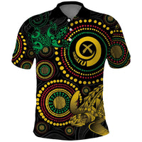 Vanuatu Personalized Aboriginal Arts Polo Shirt Turtle and Iguana Special LT7 Colorful - Polynesian Pride