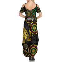 Vanuatu Personalized Aboriginal Arts Summer Maxi Dress Turtle and Iguana Special - Polynesian Pride