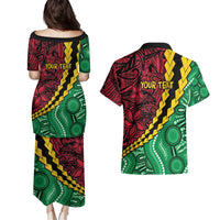 Vanuatu Personalized Tribal Couples Matching Puletasi and Hawaiian Shirt Aboriginal Inspired Mix Style - Polynesian Pride