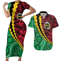 Vanuatu Personalized Tribal Couples Matching Short Sleeve Bodycon Dress and Hawaiian Shirt Aboriginal Inspired Mix Style - Polynesian Pride