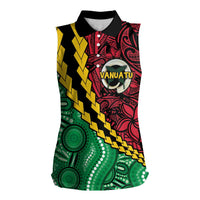 Vanuatu Personalized Tribal Women Sleeveless Polo Shirt Aboriginal Inspired Mix Style LT7 Female Colorful - Polynesian Pride