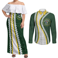 Cook Islands Rugby Personalized Avaiki Couples Matching Off Shoulder Maxi Dress and Long Sleeve Button Shirt GO Kuki