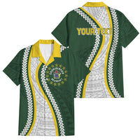 Cook Islands Rugby Personalized Avaiki Family Matching Off The Shoulder Long Sleeve Dress and Hawaiian Shirt GO Kuki LT7 Dad's Shirt - Short Sleeve Green - Polynesian Pride