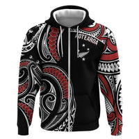 New Zealand Darts Personalized Hei Manaia Hoodie Classic Kowhaiwhai LT7 Zip Hoodie Black - Polynesian Pride