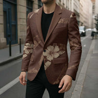 Aloha Hawaii Floral Tapa Blazer Patchwork Mocha - Polynesian Pride