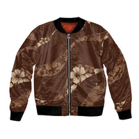 Aloha Hawaii Floral Tapa Bomber Jacket Patchwork Mocha - Polynesian Pride