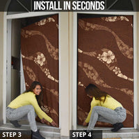 Aloha Hawaii Floral Tapa Door Cover Patchwork Mocha - Polynesian Pride