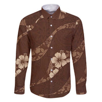 Aloha Hawaii Floral Tapa Family Matching Off Shoulder Short Dress and Hawaiian Shirt Patchwork Mocha - Polynesian Pride