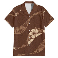 Aloha Hawaii Floral Tapa Family Matching Short Sleeve Bodycon Dress and Hawaiian Shirt Patchwork Mocha - Polynesian Pride