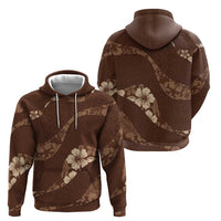 Aloha Hawaii Floral Tapa Hoodie Patchwork Mocha - Polynesian Pride