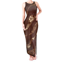 Aloha Hawaii Floral Tapa Tank Maxi Dress Patchwork Mocha - Polynesian Pride