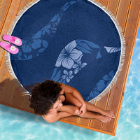 Aloha Hawaii Floral Tapa Beach Blanket Patchwork Navy - Polynesian Pride