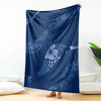Aloha Hawaii Floral Tapa Blanket Patchwork Navy - Polynesian Pride