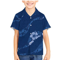 Aloha Hawaii Floral Tapa Family Matching Mermaid Dress and Hawaiian Shirt Patchwork Navy - Polynesian Pride