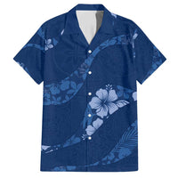 Aloha Hawaii Floral Tapa Family Matching Tank Maxi Dress and Hawaiian Shirt Patchwork Navy - Polynesian Pride