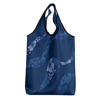 Aloha Hawaii Floral Tapa Grocery Bag Patchwork Navy - Polynesian Pride