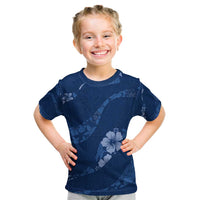 Aloha Hawaii Floral Tapa Kid T Shirt Patchwork Navy - Polynesian Pride