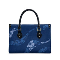Aloha Hawaii Floral Tapa Leather Bag Patchwork Navy - Polynesian Pride