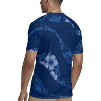 Aloha Hawaii Floral Tapa Rugby Jersey Patchwork Navy - Polynesian Pride