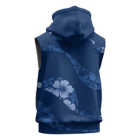 Aloha Hawaii Floral Tapa Sleeveless Hoodie Patchwork Navy - Polynesian Pride