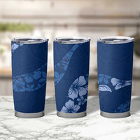 Aloha Hawaii Floral Tapa Tumbler Cup Patchwork Navy - Polynesian Pride