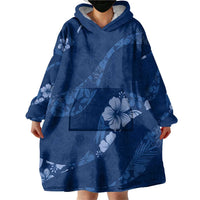 Aloha Hawaii Floral Tapa Wearable Blanket Hoodie Patchwork Navy - Polynesian Pride