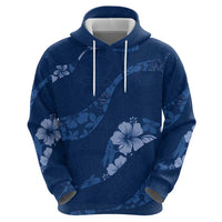 Aloha Hawaii Floral Tapa Zip Hoodie Patchwork Navy - Polynesian Pride