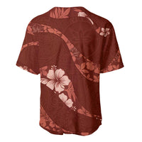 Aloha Hawaii Floral Tapa Baseball Jersey Patchwork Crimson - Polynesian Pride