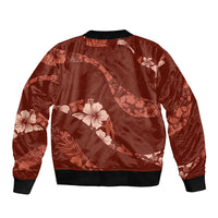Aloha Hawaii Floral Tapa Bomber Jacket Patchwork Crimson - Polynesian Pride