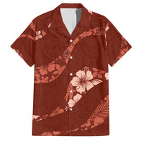 Aloha Hawaii Floral Tapa Family Matching Long Sleeve Bodycon Dress and Hawaiian Shirt Patchwork Crimson - Polynesian Pride