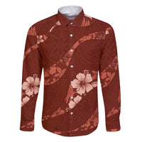 Aloha Hawaii Floral Tapa Family Matching Short Sleeve Bodycon Dress and Hawaiian Shirt Patchwork Crimson - Polynesian Pride