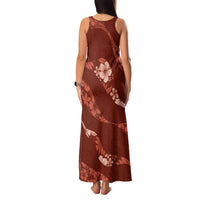 Aloha Hawaii Floral Tapa Family Matching Tank Maxi Dress and Hawaiian Shirt Patchwork Crimson - Polynesian Pride