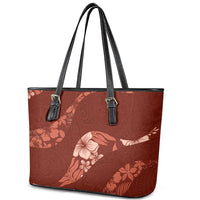 Aloha Hawaii Floral Tapa Leather Tote Bag Patchwork Crimson - Polynesian Pride