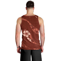 Aloha Hawaii Floral Tapa Men Tank Top Patchwork Crimson - Polynesian Pride