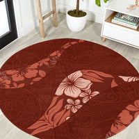 Aloha Hawaii Floral Tapa Round Carpet Patchwork Crimson - Polynesian Pride