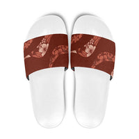 Aloha Hawaii Floral Tapa Slide Sandals Patchwork Crimson - Polynesian Pride