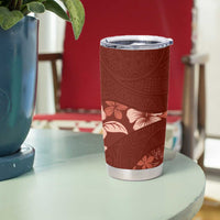 Aloha Hawaii Floral Tapa Tumbler Cup Patchwork Crimson - Polynesian Pride
