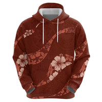 Aloha Hawaii Floral Tapa Zip Hoodie Patchwork Crimson - Polynesian Pride