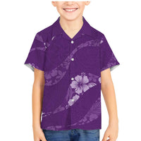 Aloha Hawaii Floral Tapa Family Matching Mermaid Dress and Hawaiian Shirt Patchwork Violet - Polynesian Pride