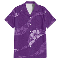Aloha Hawaii Floral Tapa Family Matching Off The Shoulder Long Sleeve Dress and Hawaiian Shirt Patchwork Violet - Polynesian Pride