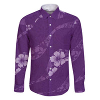 Aloha Hawaii Floral Tapa Family Matching Puletasi and Hawaiian Shirt Patchwork Violet - Polynesian Pride