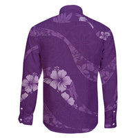 Aloha Hawaii Floral Tapa Family Matching Short Sleeve Bodycon Dress and Hawaiian Shirt Patchwork Violet - Polynesian Pride