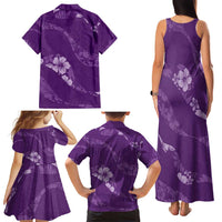 Aloha Hawaii Floral Tapa Family Matching Tank Maxi Dress and Hawaiian Shirt Patchwork Violet - Polynesian Pride