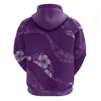 Aloha Hawaii Floral Tapa Hoodie Patchwork Violet - Polynesian Pride