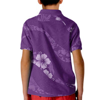 Aloha Hawaii Floral Tapa Kid Polo Shirt Patchwork Violet - Polynesian Pride