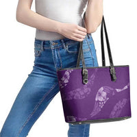 Aloha Hawaii Floral Tapa Leather Tote Bag Patchwork Violet - Polynesian Pride