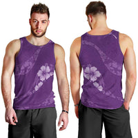 Aloha Hawaii Floral Tapa Men Tank Top Patchwork Violet - Polynesian Pride