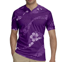 Aloha Hawaii Floral Tapa Rugby Jersey Patchwork Violet - Polynesian Pride